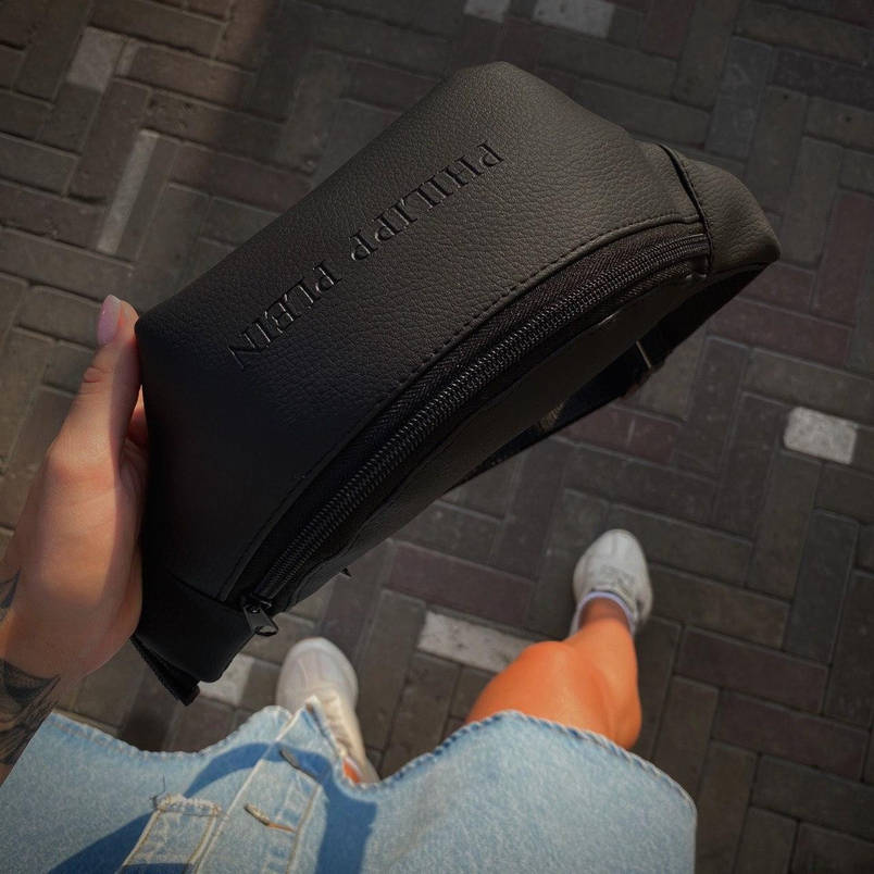 Бананка Philipp Plein чорна змійка пластикова, фото 2