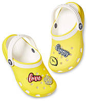 CROCS Эксклюзивные Крокс Сандали Детские 33-34 размер, Crocs Unisex Drew x Classic Clog K, Lemon/White J2