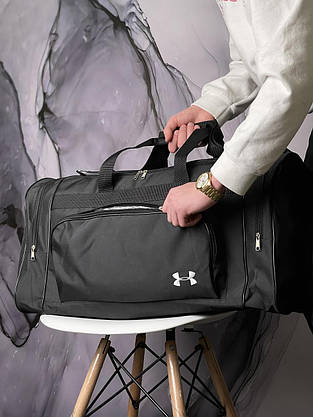 Дорожня сумка чорна Under Armour біле лого (вел.), фото 3