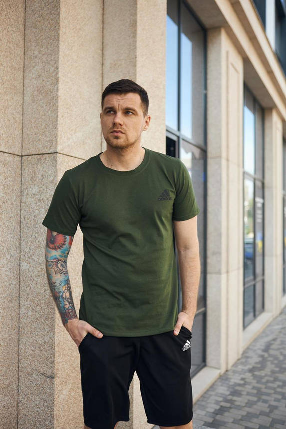 Комплект Adidas футболка хакі + шорти, фото 2