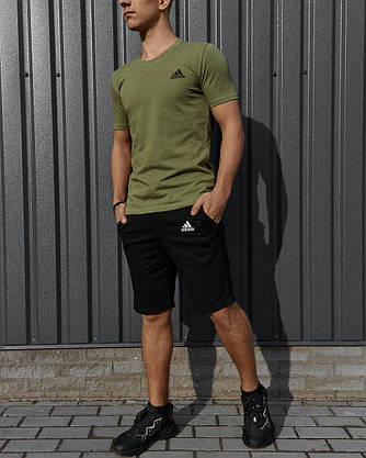 Комплект Adidas футболка хакі + шорти, фото 3