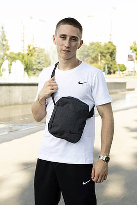 Барсетка Nike темний меланжевий з чорнім лого, фото 2