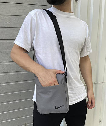 Барсетка Nike сіра з чорним лого, фото 2