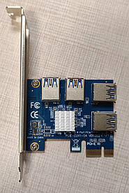 Адаптер розширення для райзерів Dynamode PCI-E x1-x16 to 4 PCI-E USB 3.0 RX-riser-card-PCI-E-1-to-4