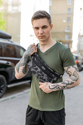 Сумка-бананка Intruder сірий камуфляж, фото 3