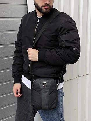 Барсетка темно-сірий меланж із чорним Philipp Plein, фото 2