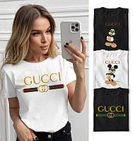 Футболка Gucci женская модная с принтом свободная хлопковая, белая, черная, размер XS, S, M, L, XL, XXL