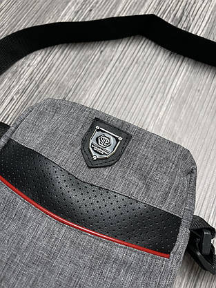 Барсетка з поліестеру Philipp Plein сірий меланж, фото 2