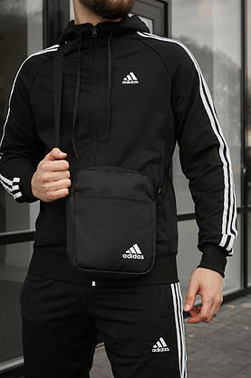 Костюм Adidas чорний + барсетка у подарунок, фото 2