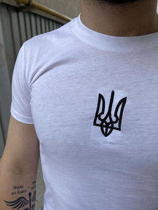 Футболка ТРИЗУБ (вишивка) біла, фото 3