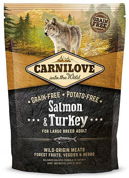 Беззерновий корм для собак великих порід з лососем та індичкою Carnilove Salmon & Turkey Large Breed 1,5 кг