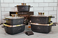 Набор кухонной посуды 12 предметов с мраморным покрытием Edenberg EB-3986 / Набор кастрюли - казанов