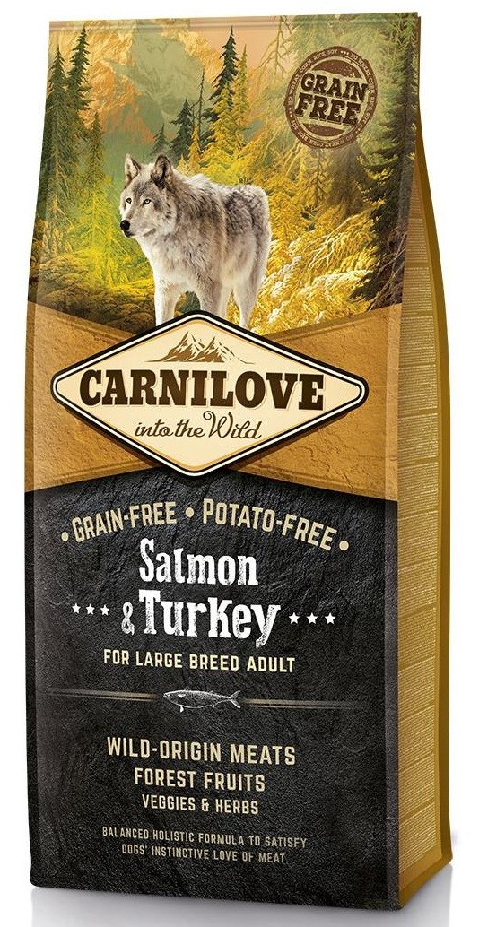 Беззерновий корм для собак великих порід з лососем та індичкою Carnilove Salmon & Turkey Large Breed 12 кг
