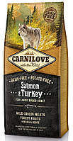 Беззерновой корм для собак крупных пород с лососем и индейкой Carnilove Salmon & Turkey Large Breed 12 кг