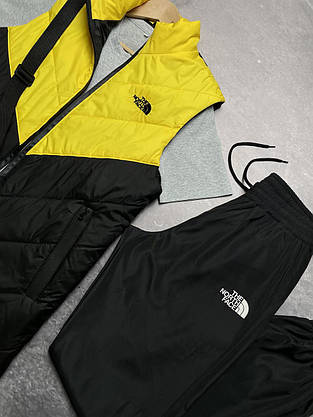 Комплект TNF 'Clip' жилетка жовто-чорна + сіра футболка та штани president + барсетка у подарунок, фото 2