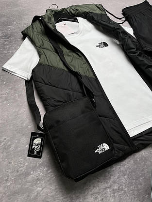 Комплект TNF 'Clip' жилетка хакі-чорна+ біла футболка та штани president + барсетка у подарунок, фото 3