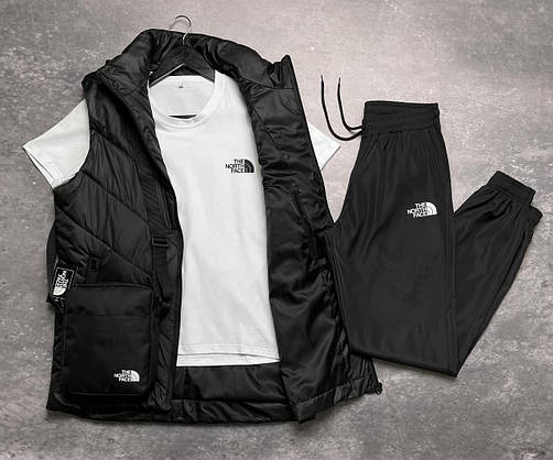 Комплект TNF 'Clip' жилетка чорна + біла футболка та штани president + барсетка у подарунок, фото 2