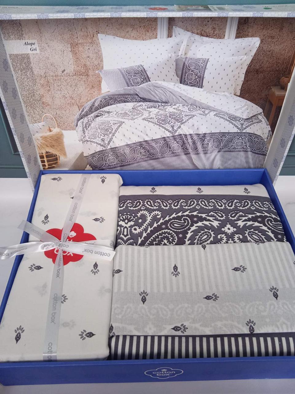 Постільна білизна ранфорс євро розмір  Cotton box Alope Gri