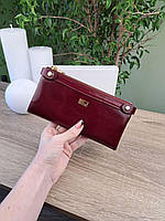 Жіночий шкіряний гаманець Jccs на кнопках купюрниця бордовий