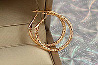 Серьги кольца Хuping Jewelry крученый жгут 2.5 см золотистые