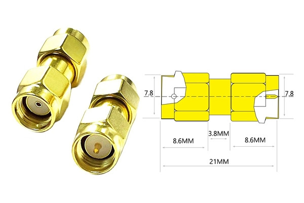 Перехідник SMA Male - RP-SMA Male AMASS прямий - 1 шт., фото 1