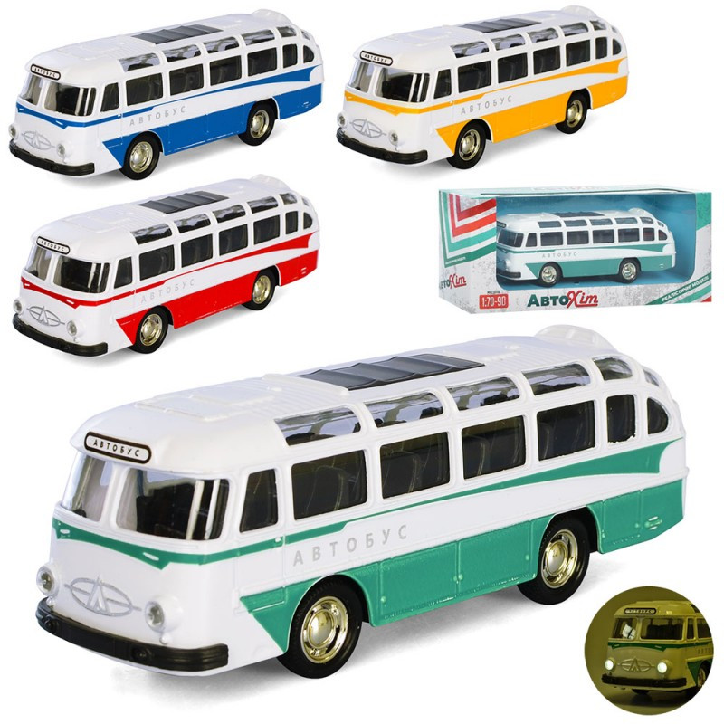 Автобус 1:70, металевий, інерція, гумові колеса звукові світлові ефекти 14 см