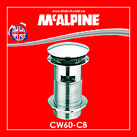Злив клік-клак для умивальника з переливом 1 1/4x90x60 мм з латуні хром CW60-CB McAlpine