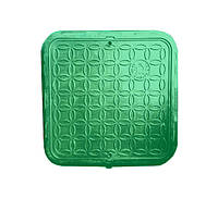 Люк квадратный полимерный 1.5т зеленый с замком р.580/700 Baumar - Всегда Вовремя