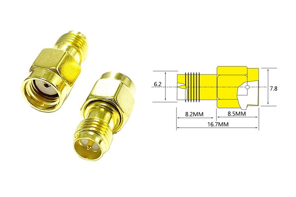 Перехідник RP-SMA Male - RP-SMA Female AMASS прямий - 50 шт.