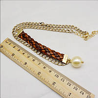 Кольє ланцюга плетіньє коричневі з перлами оригінал неймовірно стильне та незвичайне
