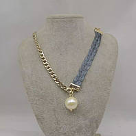 Кольє ланцюга плетіньє з перлами оригінал сіре неймовірно стильне та незвичайне