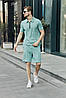 Мужской спортивный костюм на парня комплект Босс бирюзового цвета, летние мужские комплекты легкие стильные, фото 2