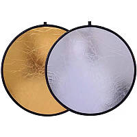 Отражатель для фото рефлектор диаметром 60 см 2 в 1 серебристый/золотой