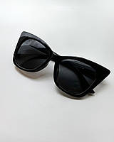 Стильные женские солнцезащитные очки бабочка треугольные большого размера черные