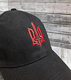 Чорна кепка з червоним тризубом, недорого. Бюджетна модель хорошої якості, фото 5