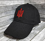 Чорна кепка з червоним тризубом, недорого. Бюджетна модель хорошої якості, фото 6