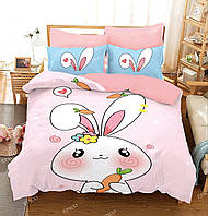 Детское полуторное постельное белье Розовое с зайчиком