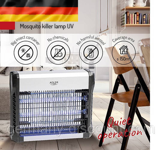 Знищувач комах на 150 м2. Пастка для комах. Електрична мухобійка Adler AD-7934