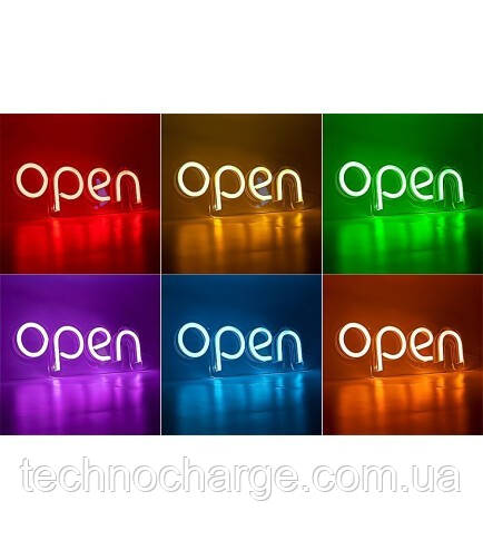 Вывеска #4 LED NEON "OPEN" RGB каждая буква (с контроллером) - фото 1 - id-p1868822292