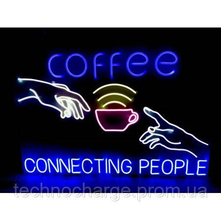 Вывеска COFFEE CONNECTING PEOPLE (900х600) - фото 1 - id-p1868822299