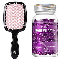 Набір: гребінець «Super Brush» і капсули для волосся «Sevich mix»