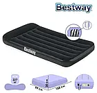 Односпальне велюрова надувне ліжко з підголовником Bestway 67556 з вбудованим насосом 188х99х30 см Чорний, фото 7