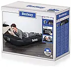 Односпальне велюрова надувне ліжко з підголовником Bestway 67556 з вбудованим насосом 188х99х30 см Чорний, фото 10