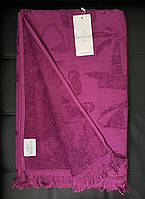 Пляжное Махровое полотенце с жаккардовым узором Maison D or Miami 100*200 -Purple