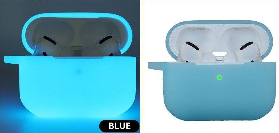 Чехол для AirPods 3 Светящийся силиконовый люминесцентный светящийся, голубой