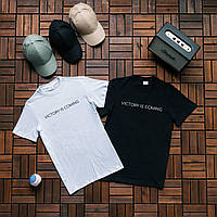 Комплект 2-х мужских футболок принт Victory (черная и белая)