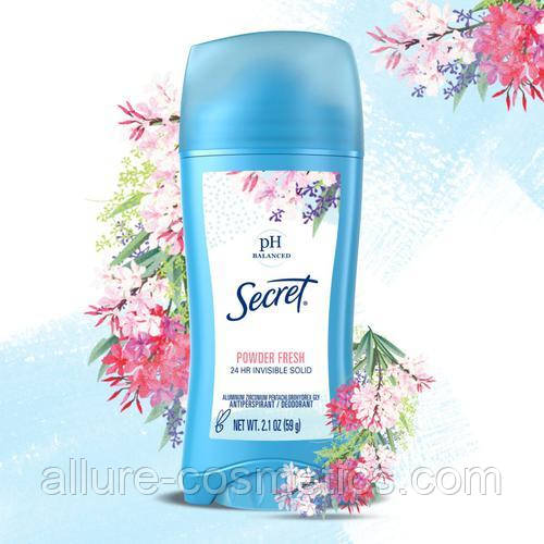 Твердий дезодорант Secret Invisible Solid Antiperspirant Deodorant Ph Balanced Powder fresh 59 гр