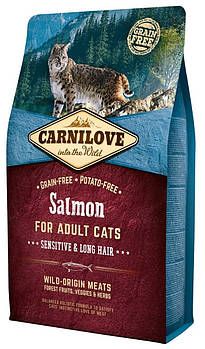 Беззерновий корм для кішок з чутливим травленням з лососем Carnilove Cat Salmon Sensitive 2 кг