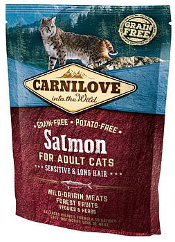 Беззерновий корм для кішок з чутливим травленням з лососем Carnilove Cat Salmon Sensitive 400 г