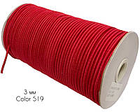 Шнур-резинка круглая "Шляпная" 3 мм. №519. Красная. (100 метров)
